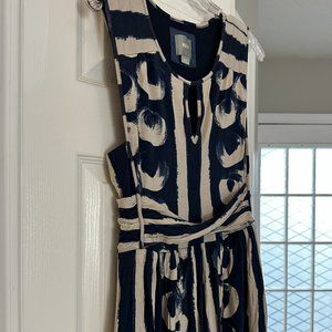 Anthropologie Maeve Sennebec Blue Keyhole Dress